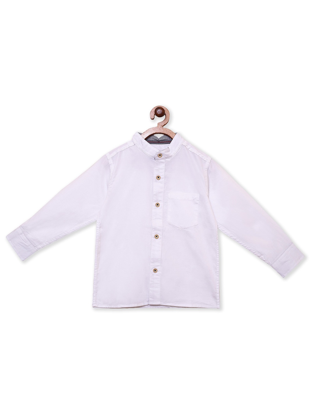 

612League Boys Classic Mandarin Collar Cotton Casual Shirt, White