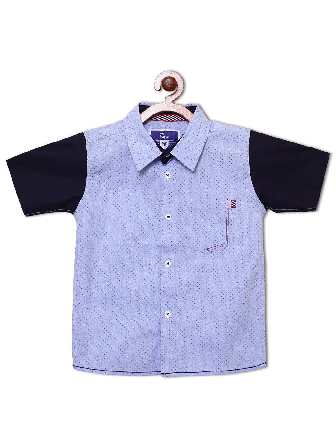 

612League Boys Classic Micro Ditsy Printed Cotton Casual Shirt, Blue