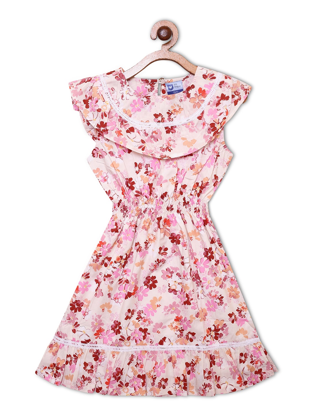 

612League Girls Floral Print Fit & Flare Dress, White