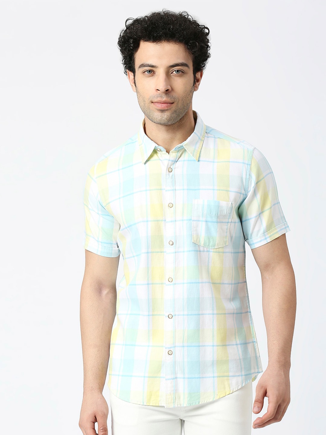 

Pepe Jeans Standard Gingham Checked Cotton Casual Shirt, Yellow