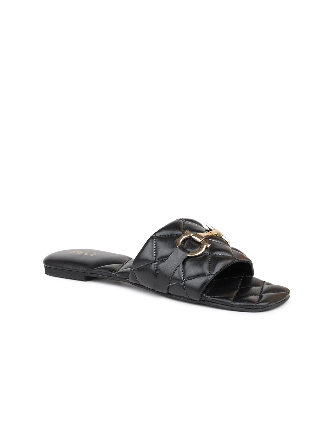 

Inc 5 Quilted Embellished Open Toe Flats, Black