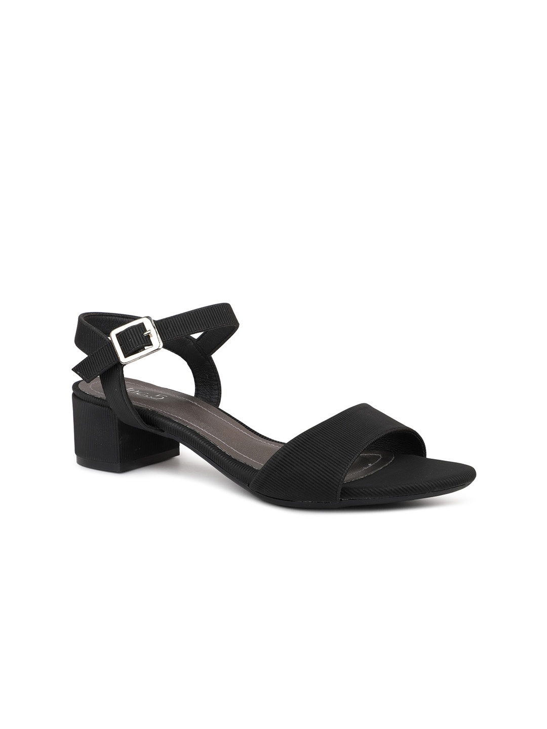 

Inc 5 Textured Open Toe Block Heels With Buckle Closure, Black