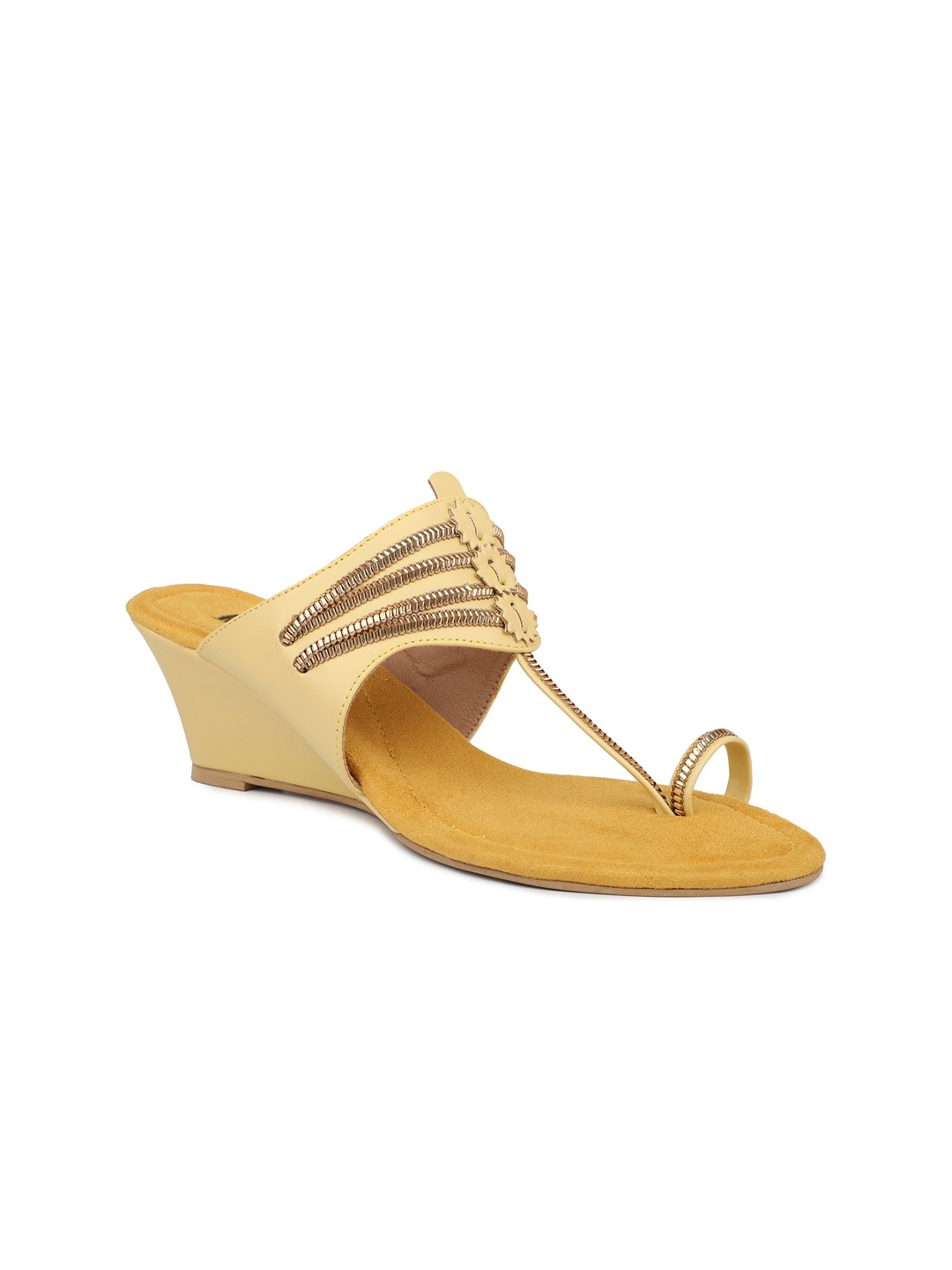 

Inc 5 Embellished Open One Toe Wedges, Yellow