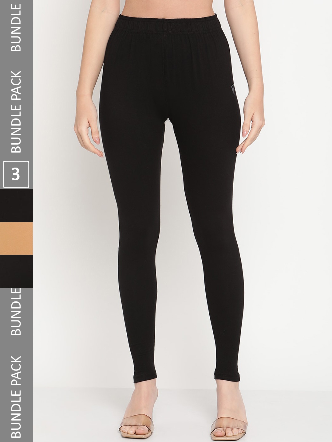 

TAG 7 Women Pack Of 3 Ankle-Length Leggings, Black