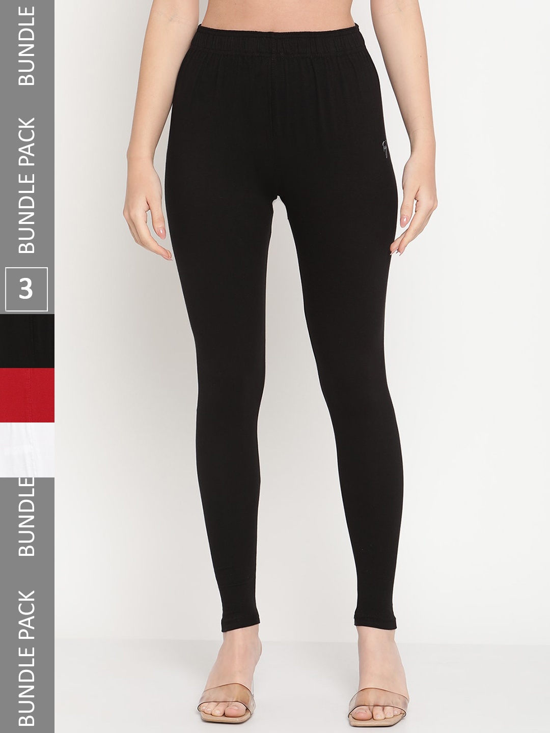 

TAG 7 Women Pack Of 3 Ankle-Length Leggings, Black