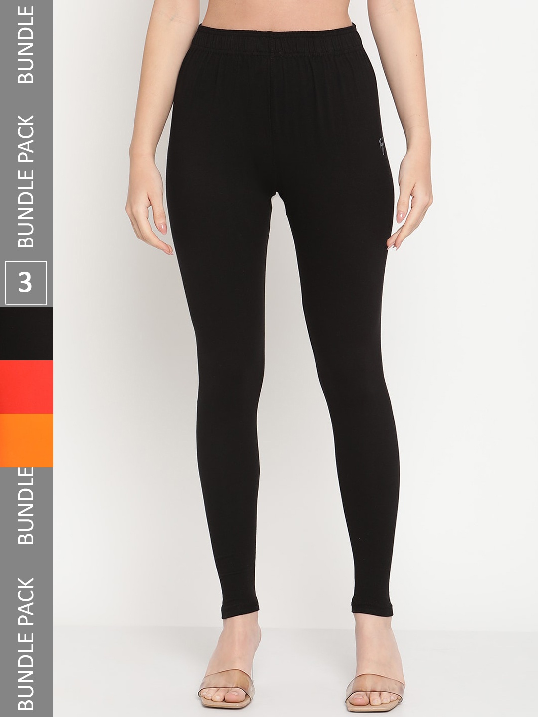 

TAG 7 Women Pack Of 3 Ankle-Length Leggings, Black