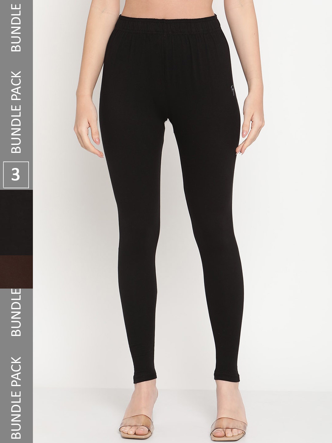 

TAG 7 Pack Of 3 Cotton Angle Length Leggings, Black