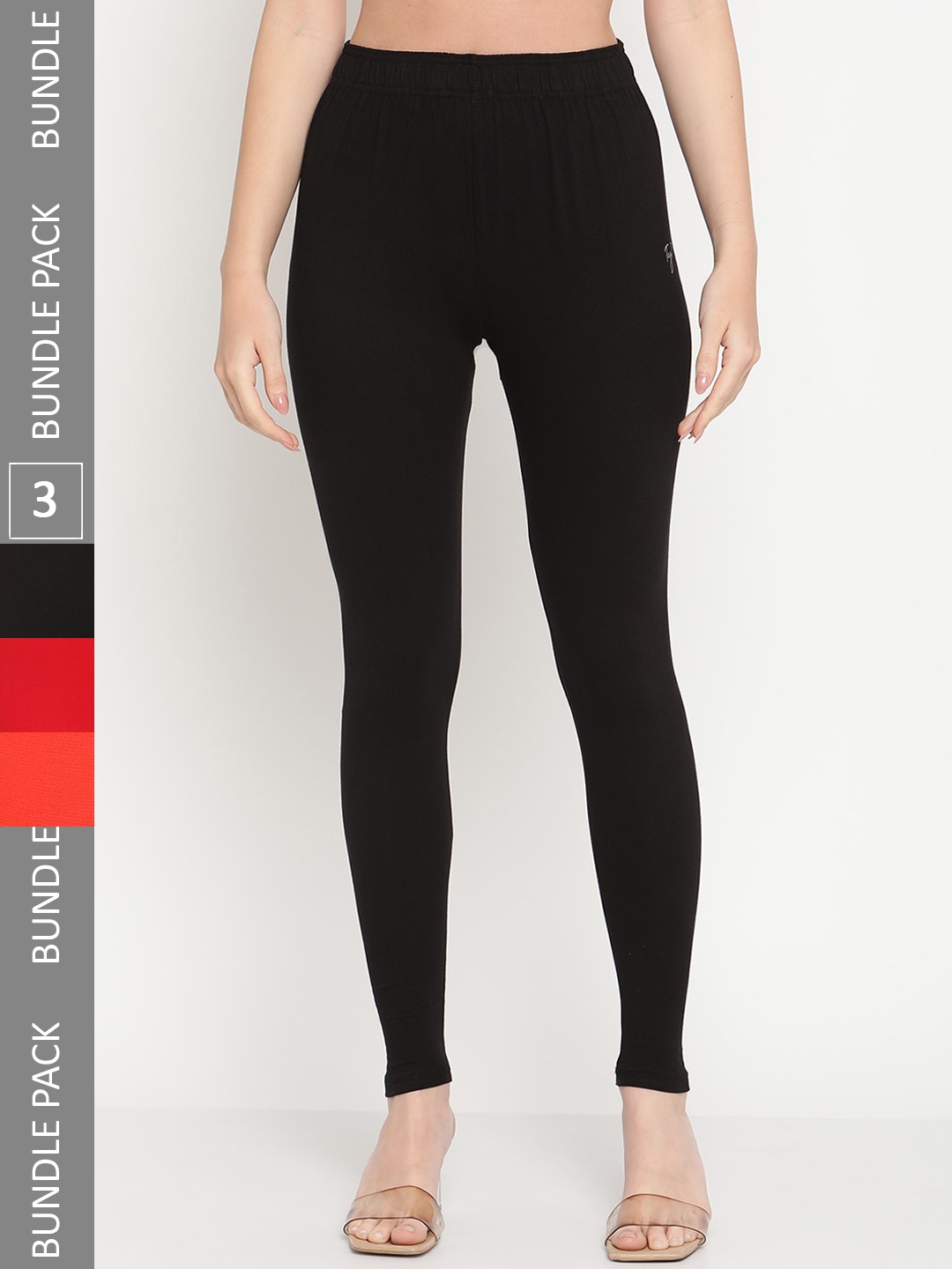 

TAG 7 Pack Of 3 Cotton Ankle-Length Leggings, Black