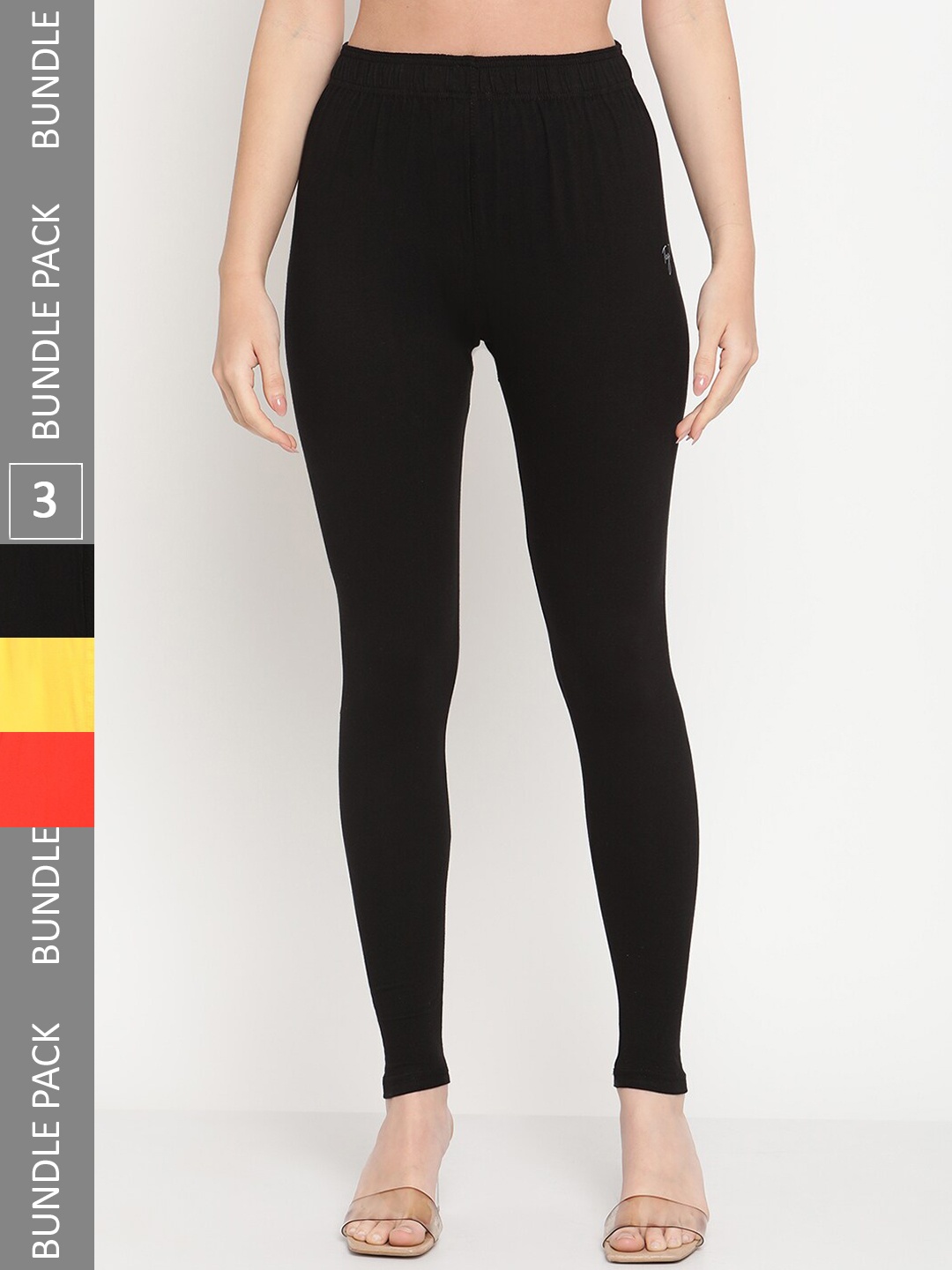 

TAG 7 Women Pack Of 3 Ankle-Length Leggings, Black