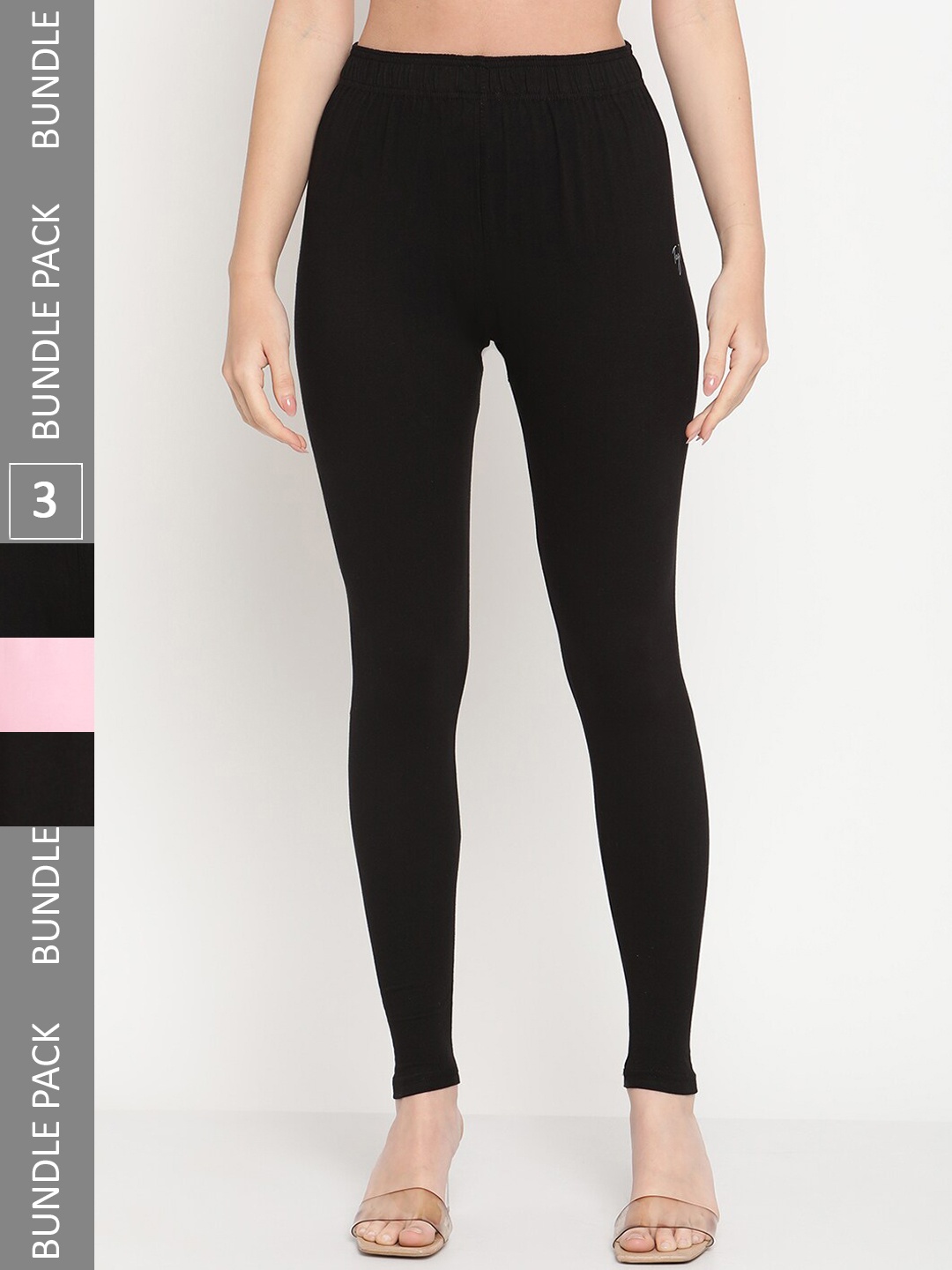 

TAG 7 Women Pack Of 3 Ankle-Length Leggings, Black