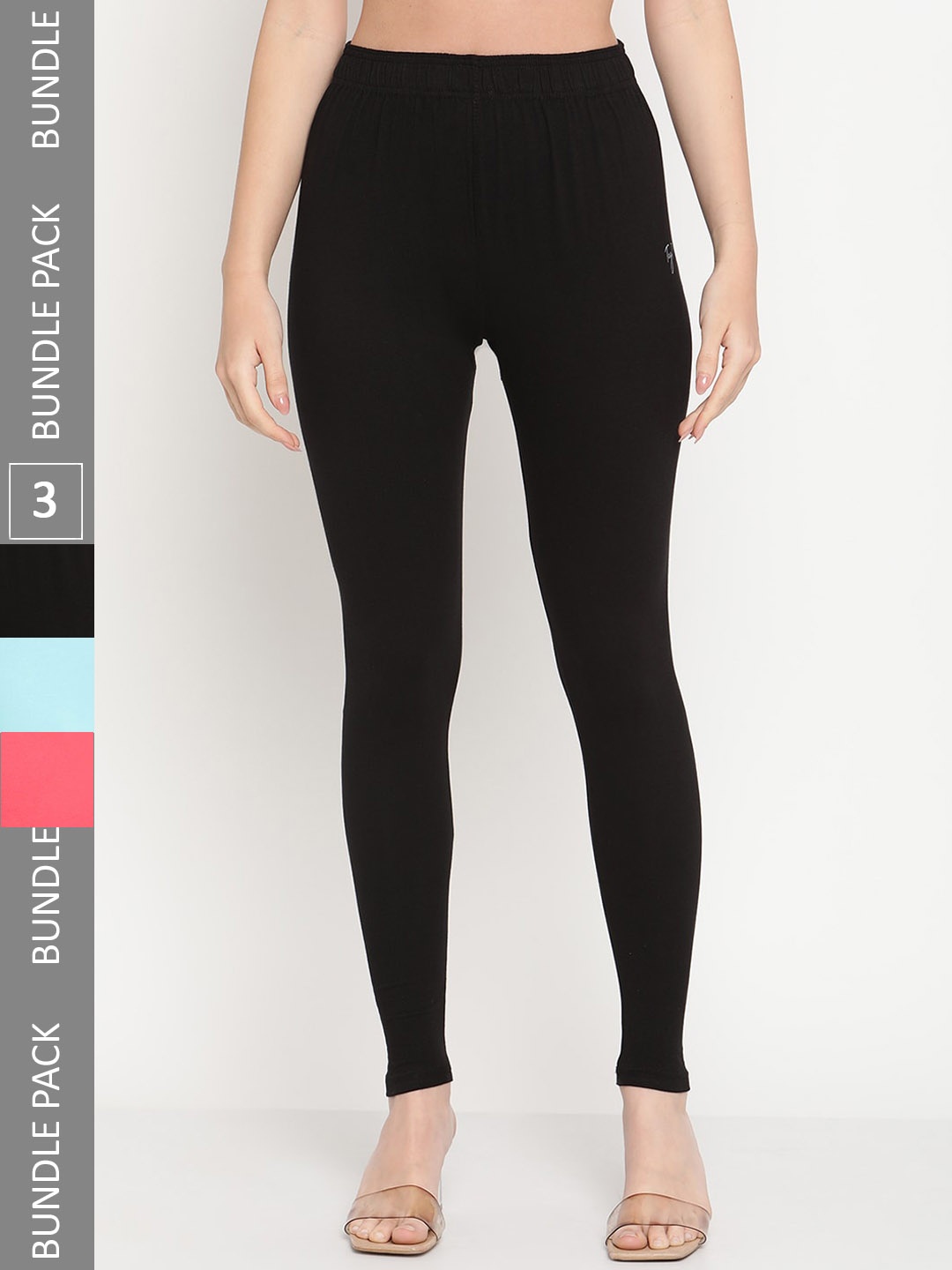

TAG 7 Women Pack Of 3 Ankle-Length Leggings, Black