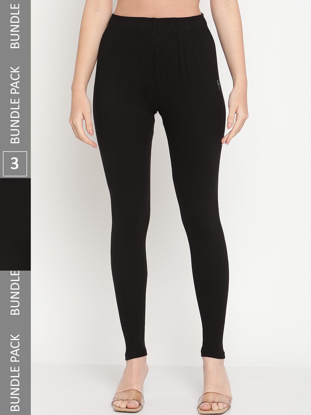 

TAG 7 Women Pack Of 3 Ankle-Length Leggings, Black