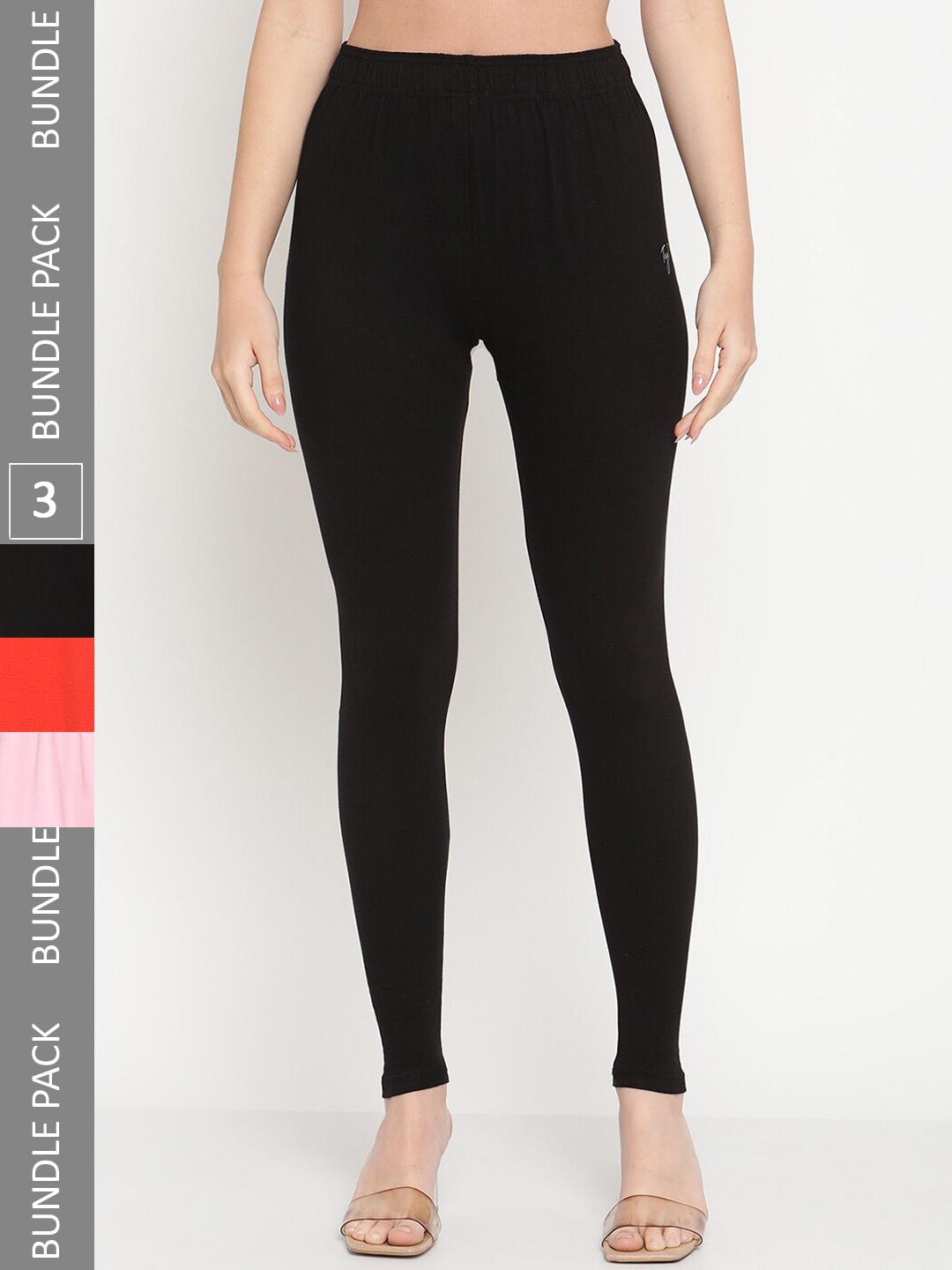 

TAG 7 Women Pack Of 3 Ankle-Length Legging, Black