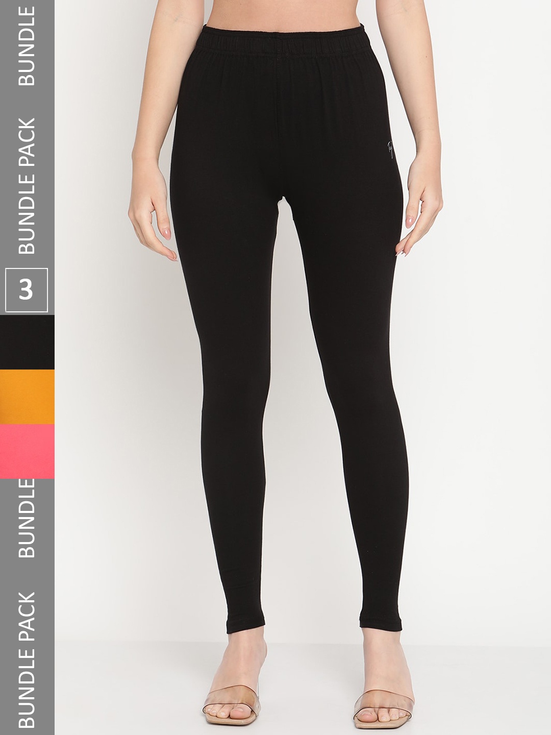 

TAG 7 Pack Of 3 Ankle Length Casual Leggings, Black
