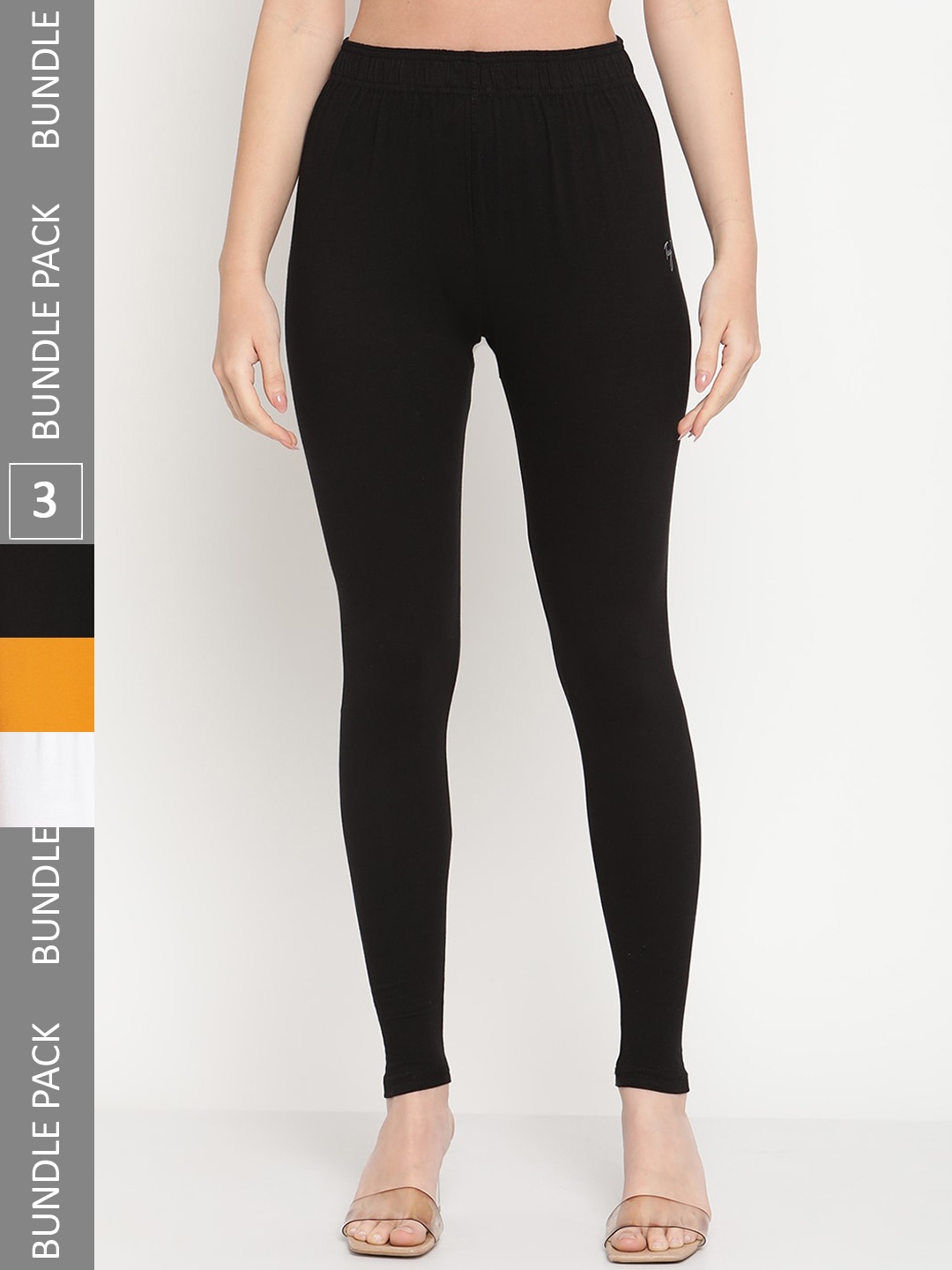 

TAG 7 Pack Of 3 Ankle Length Casual Leggings, Black