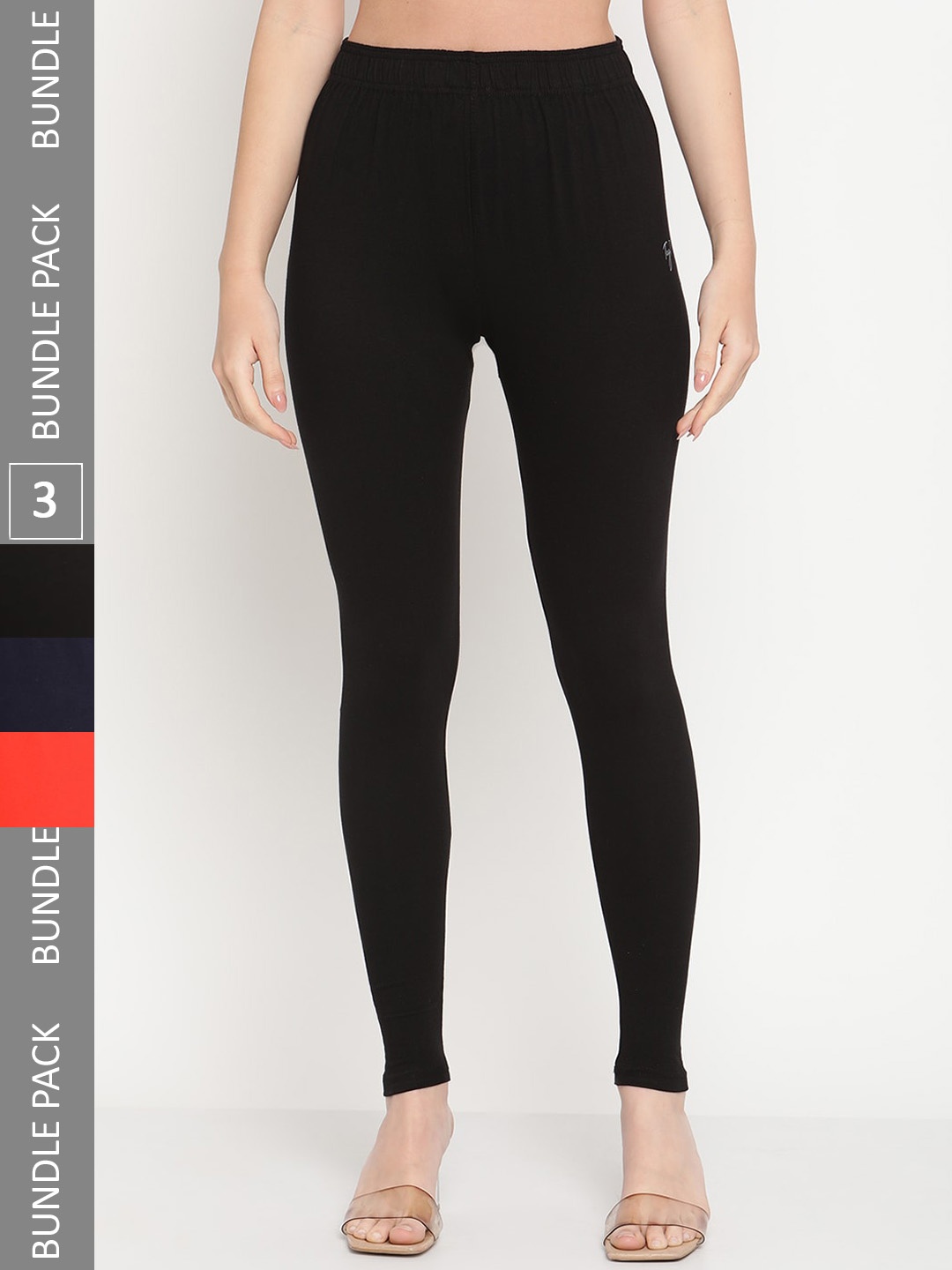 

TAG 7 Pack Of 3 Ankle Length Casual Leggings, Black