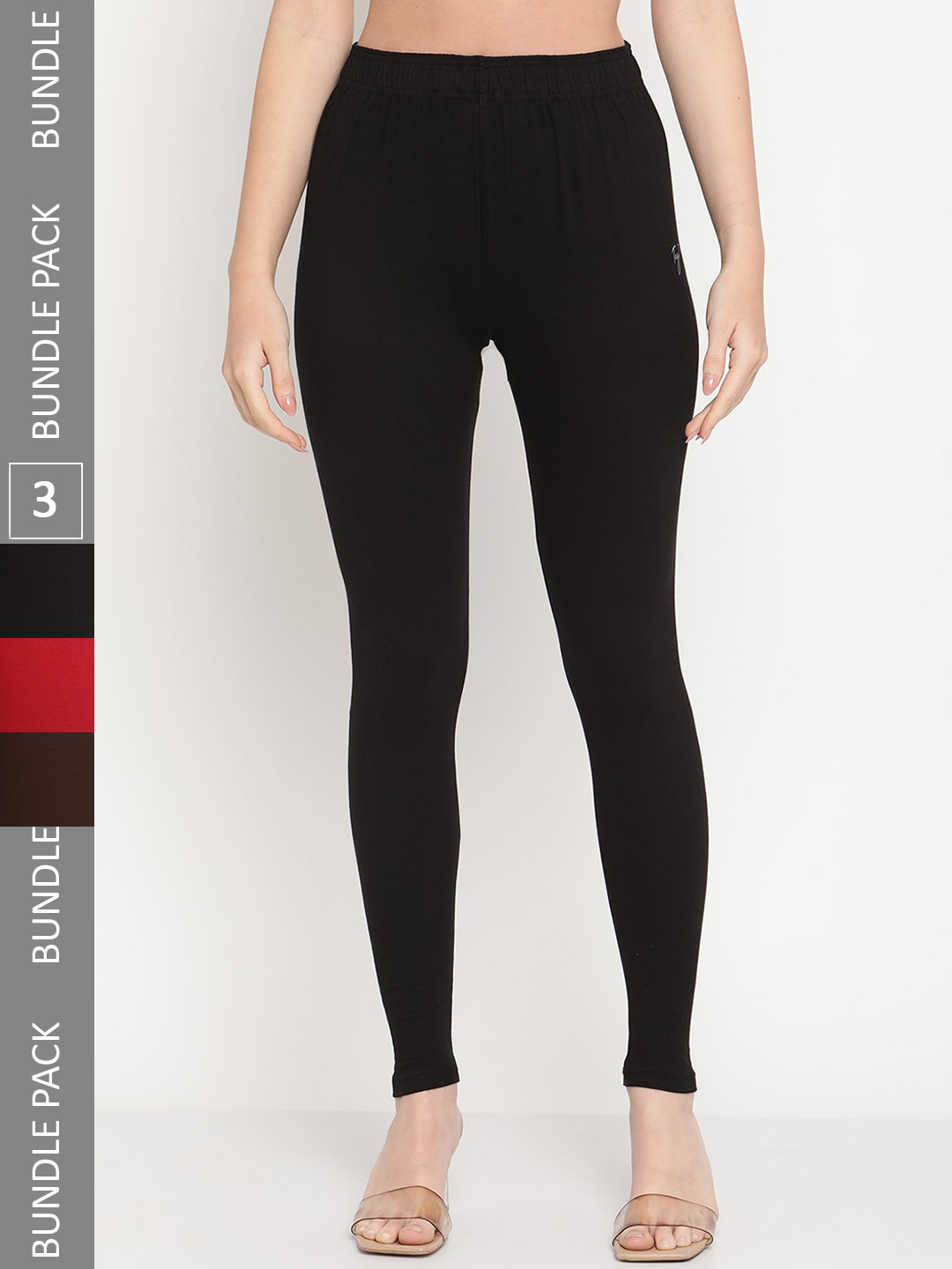

TAG 7 Women Pack Of 3 Ankle-Length Legging, Black