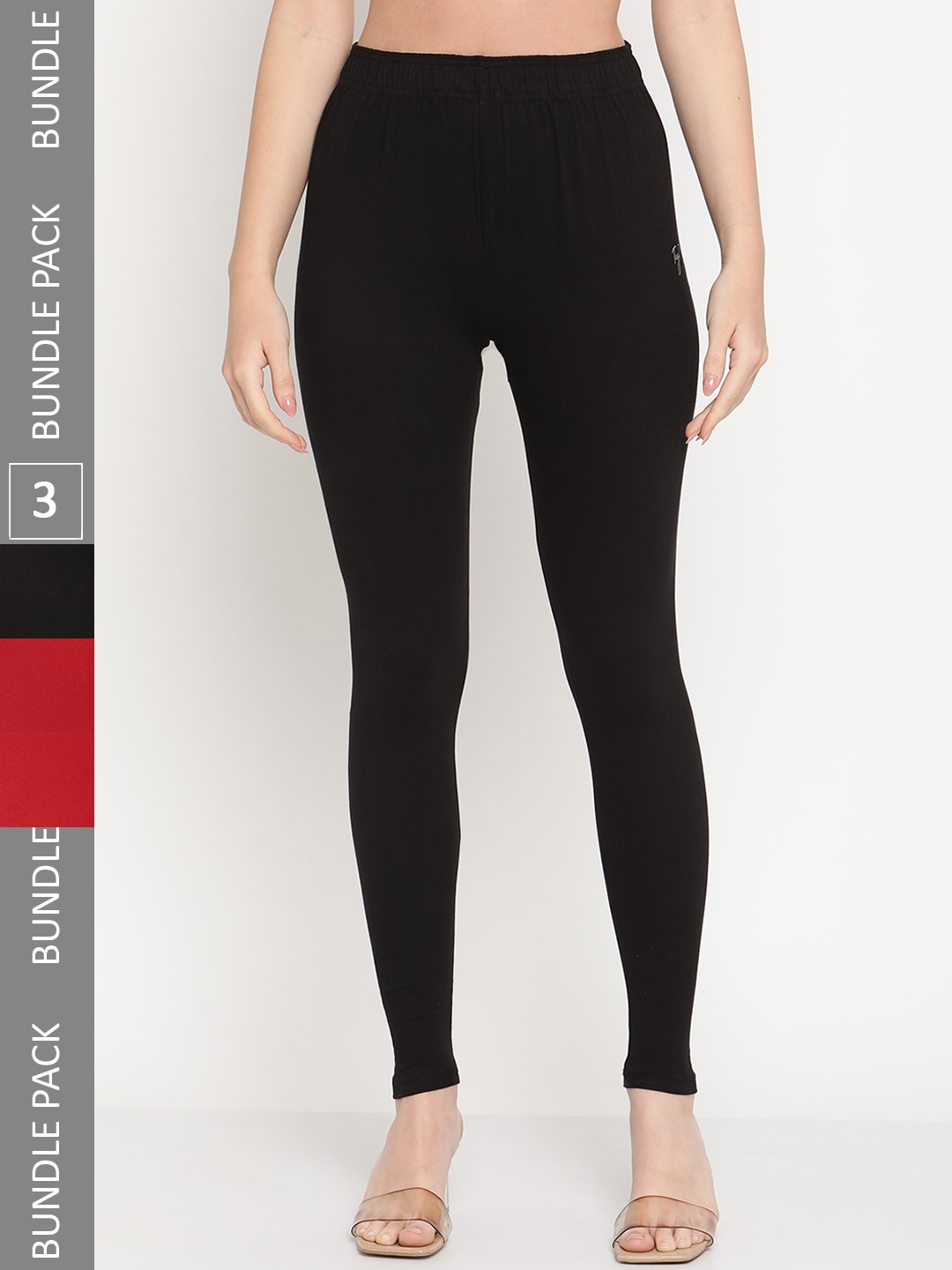 

TAG 7 Pack Of 3 Ankle Length Casual Leggings, Black