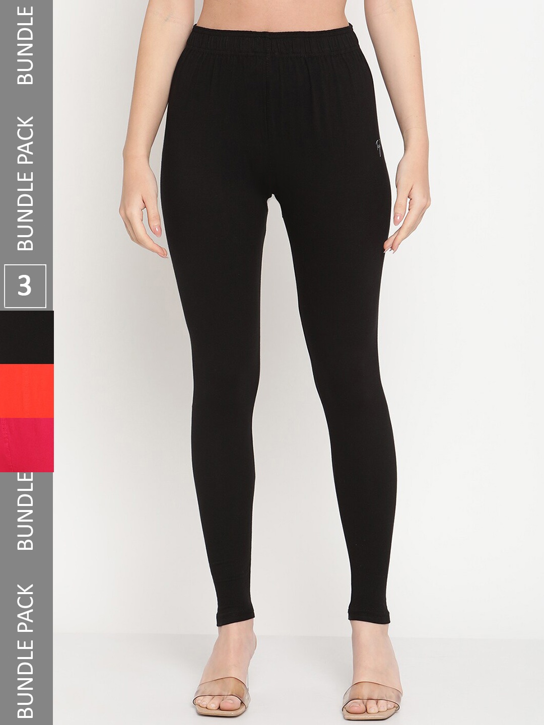 

TAG 7 Pack Of 3 Ankle Length Casual Leggings, Black