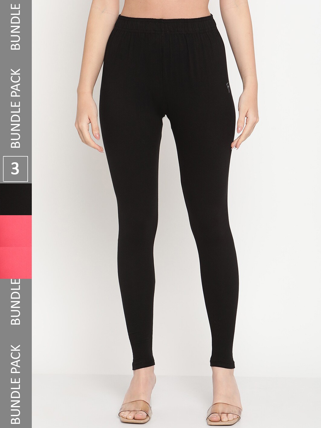 

TAG 7 Women Pack Of 3 Ankle-Length Legging, Black