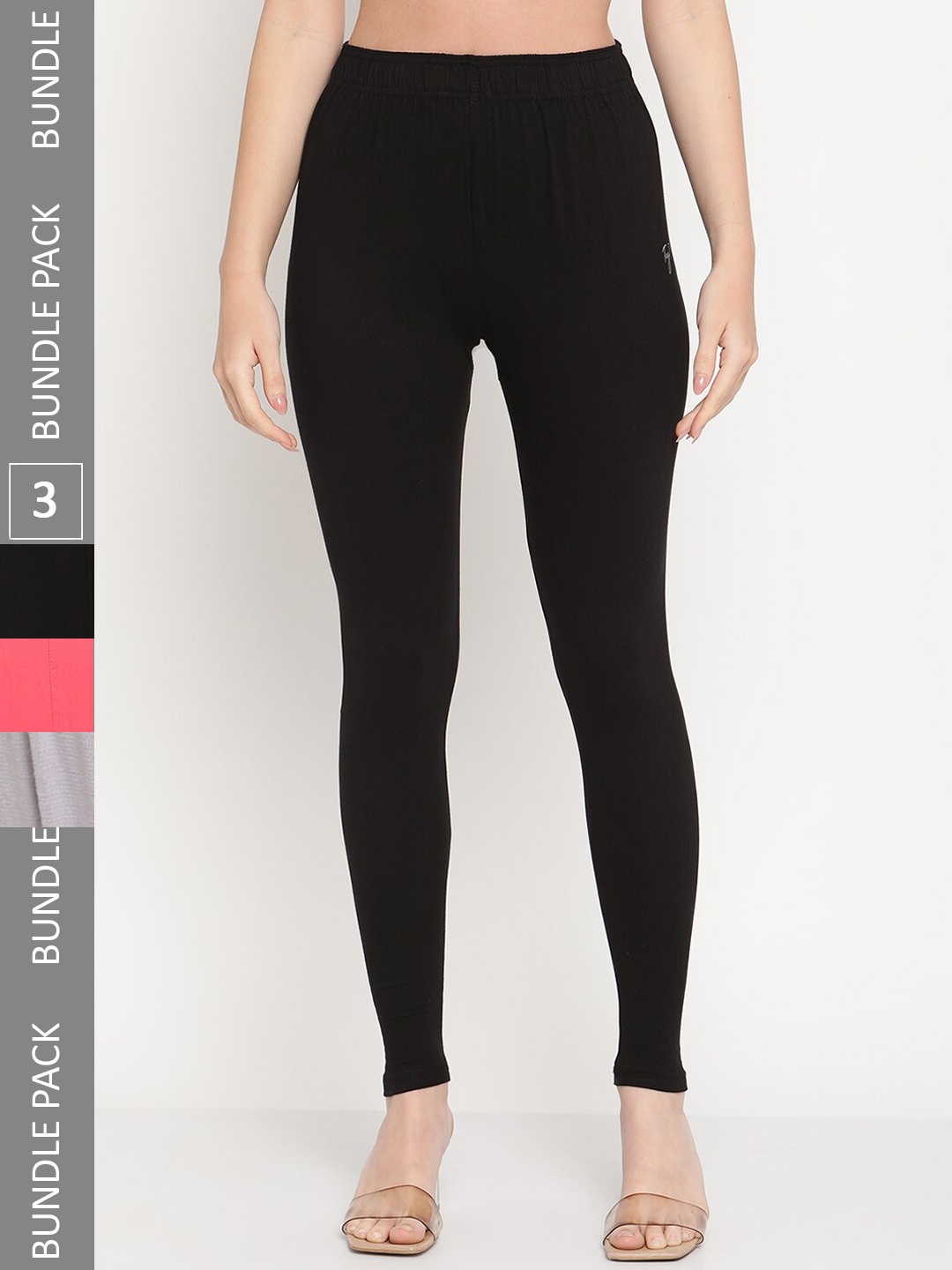 

TAG 7 Women Pack Of 3 Ankle-Length Legging, Black