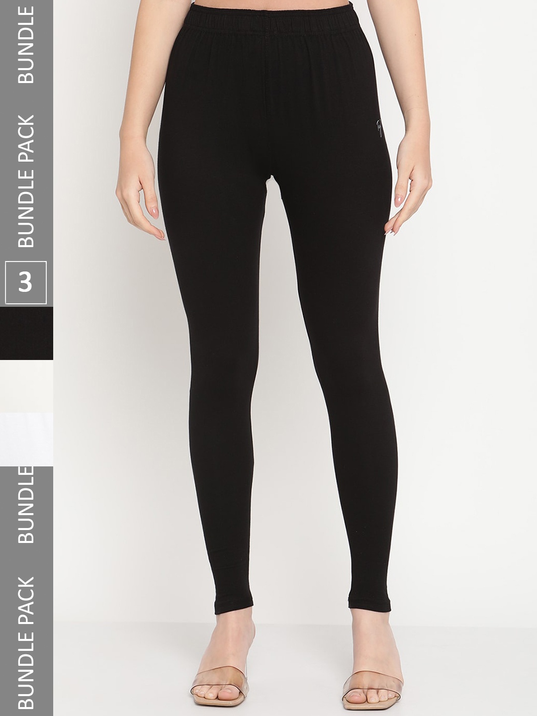

TAG 7 Pack Of 3 Ankle Length Casual Leggings, Black