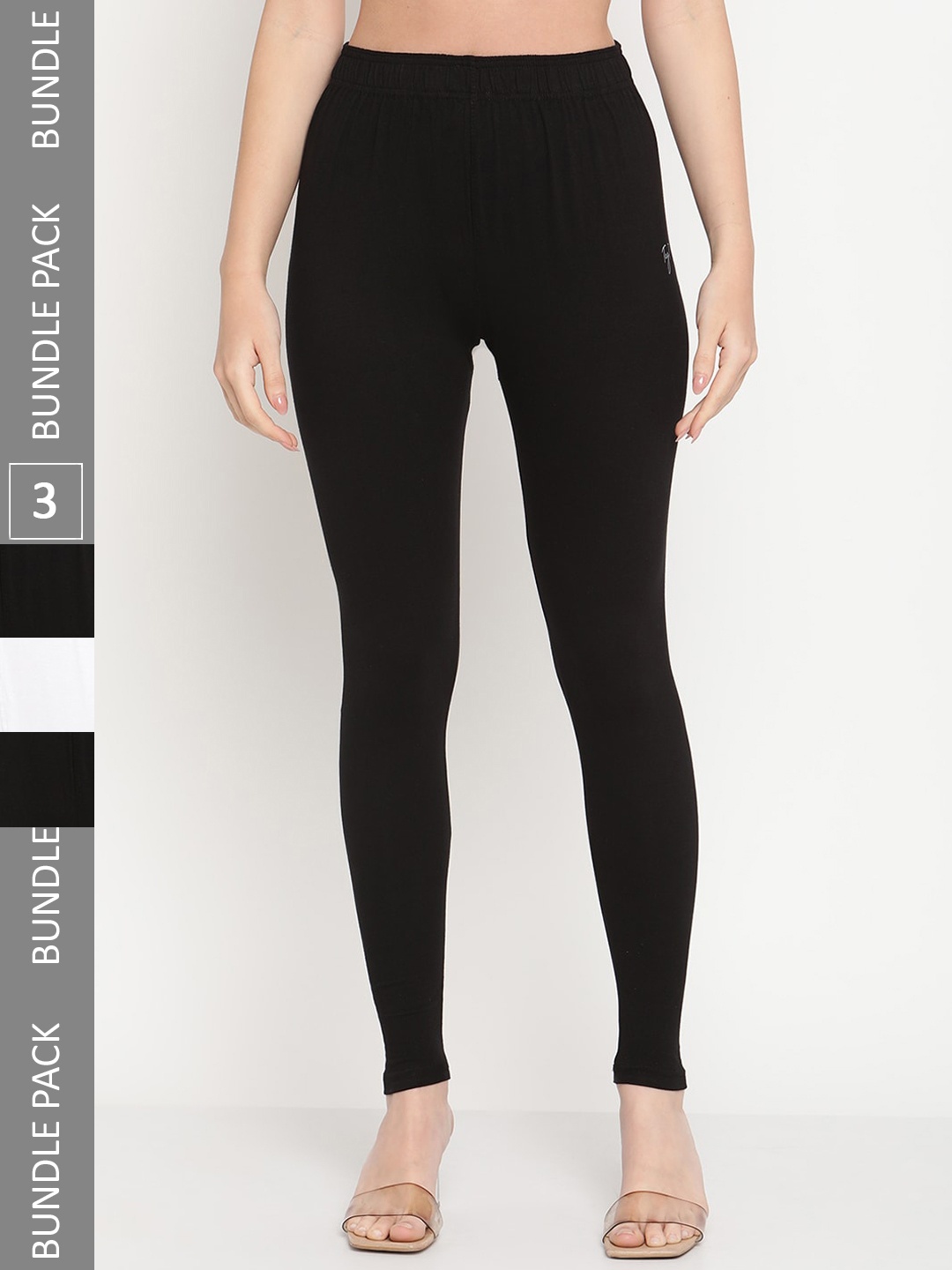 

TAG 7 Women Pack Of 3 Ankle-Length Legging, Black