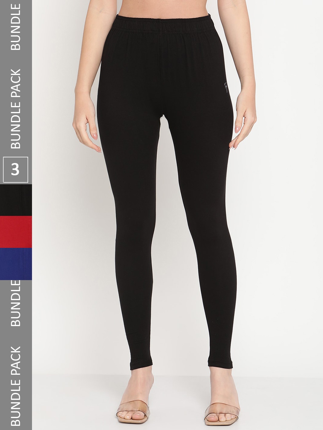 

TAG 7 Pack Of 3 Ankle Length Casual Leggings, Black