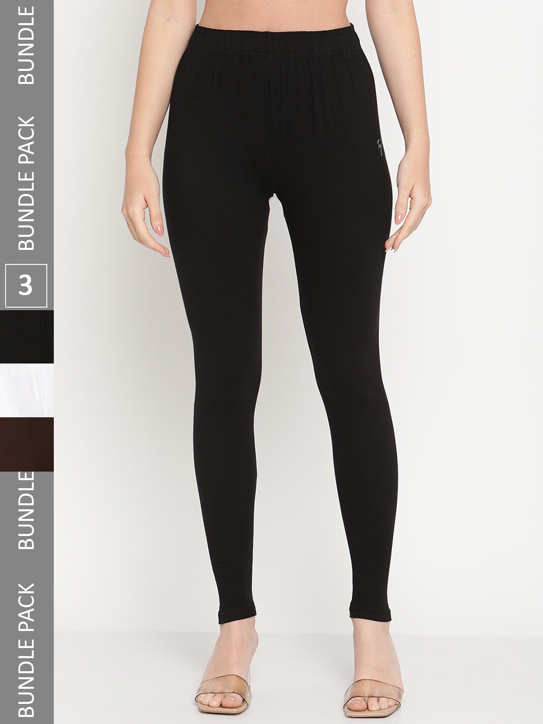 

TAG 7 Pack Of 3 Ankle Length Casual Leggings, Black
