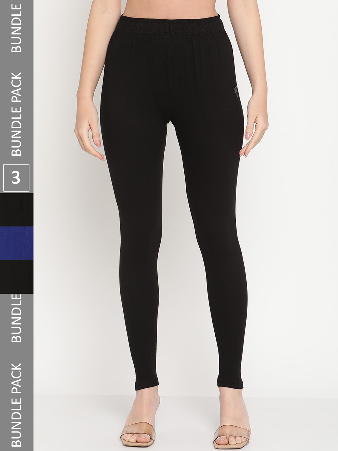 

TAG 7 Pack Of 3 Ankle Length Casual Leggings, Black
