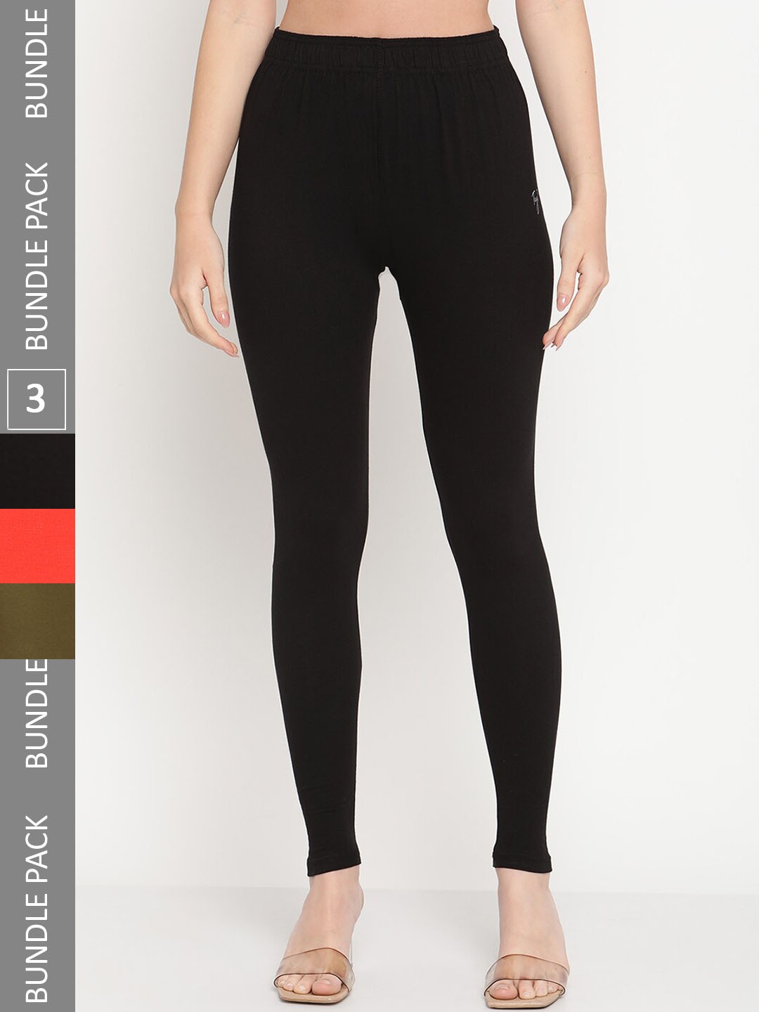 

TAG 7 Women Pack Of 3 Ankle-Length Legging, Black