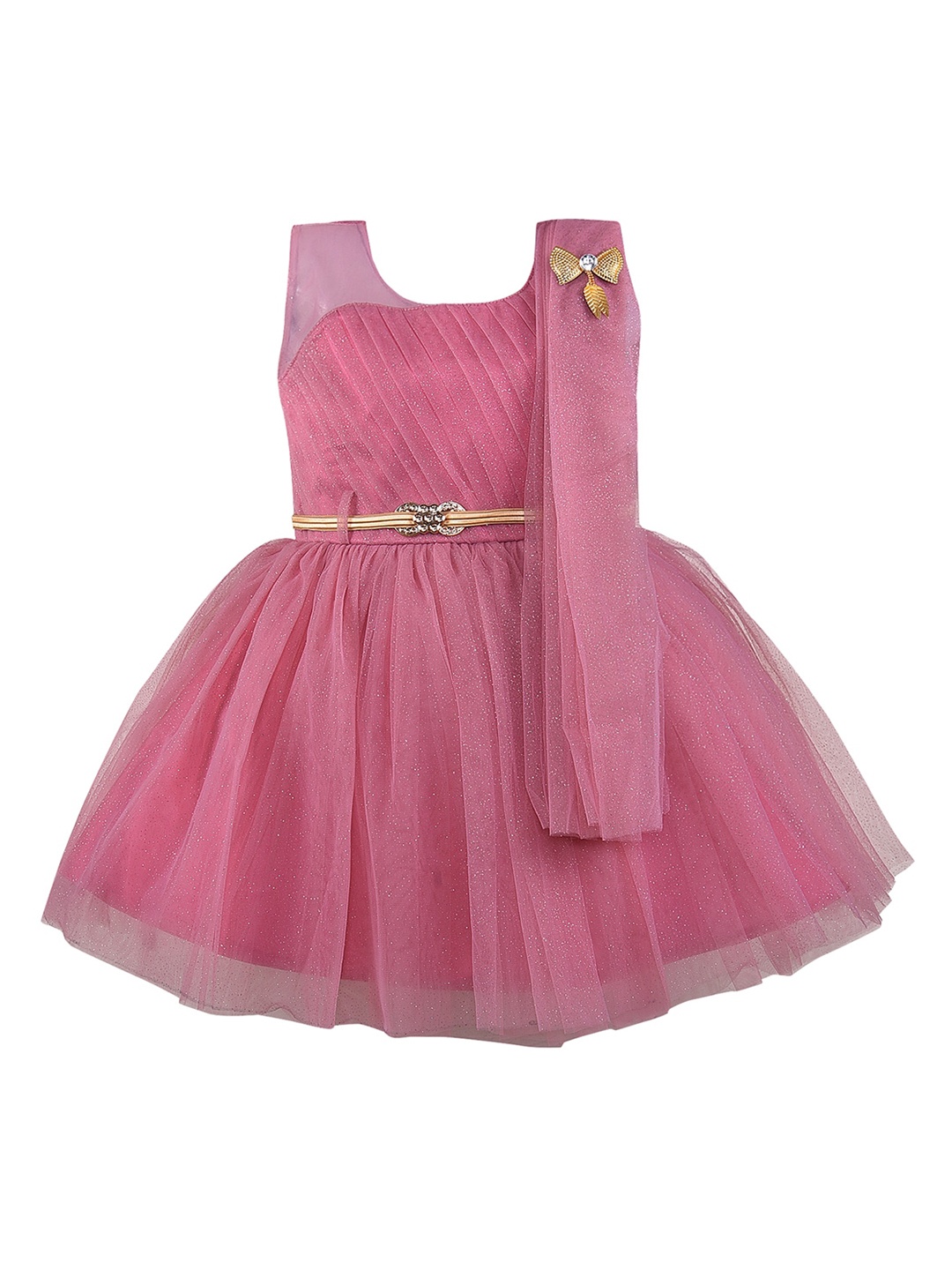 

Wish Karo Purple Net Fit & Flare Dress