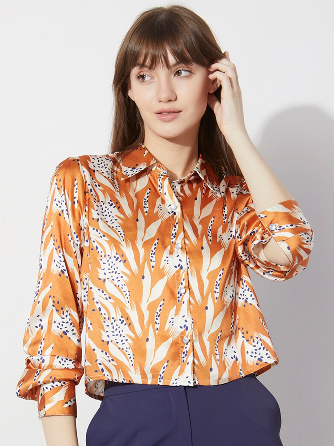 

Vero Moda Slim Fit Floral Printed Casual Shirt, Brown