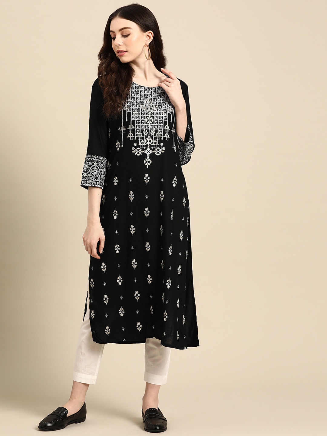 

Anouk Women Ethnic Motifs Printed Kurta, Black