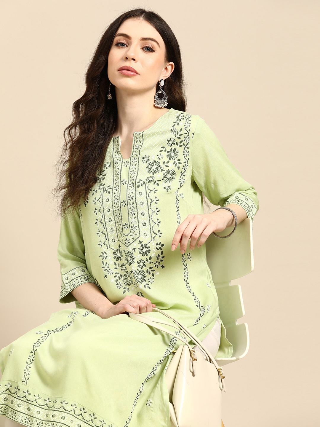 

Anouk Women Ethnic Motifs Printed Kurta, Green