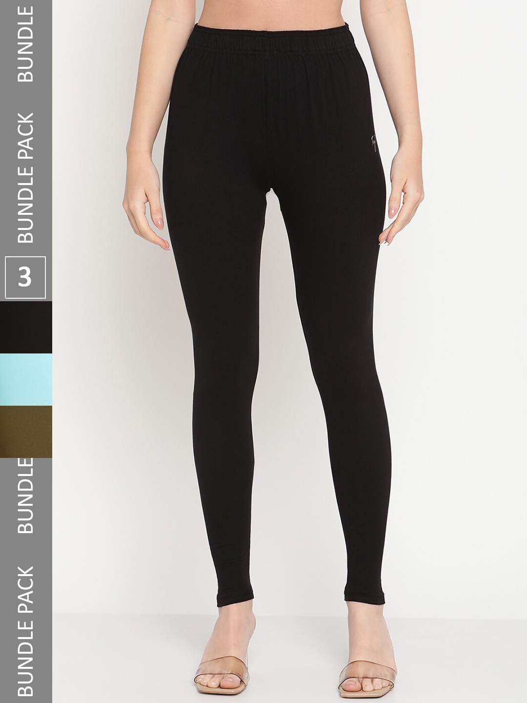 

TAG 7 Women Pack Of 3 Ankle Length Leggings, Black