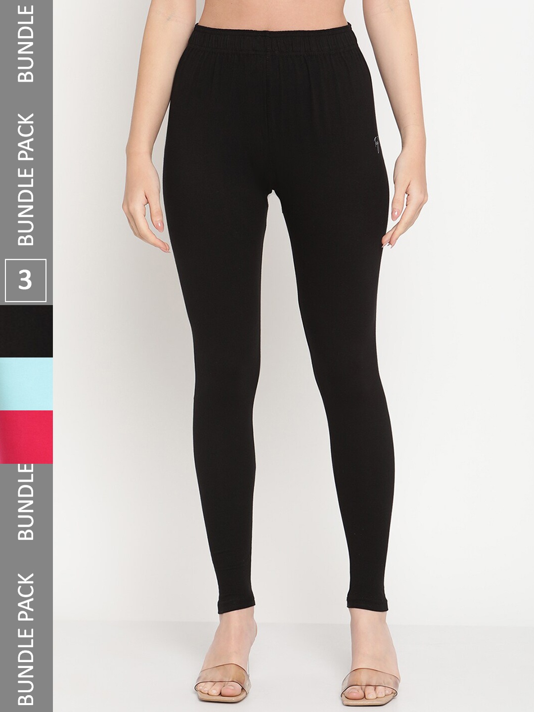 

TAG 7 Women Pack Of 3 Ankle-Length Legging, Black