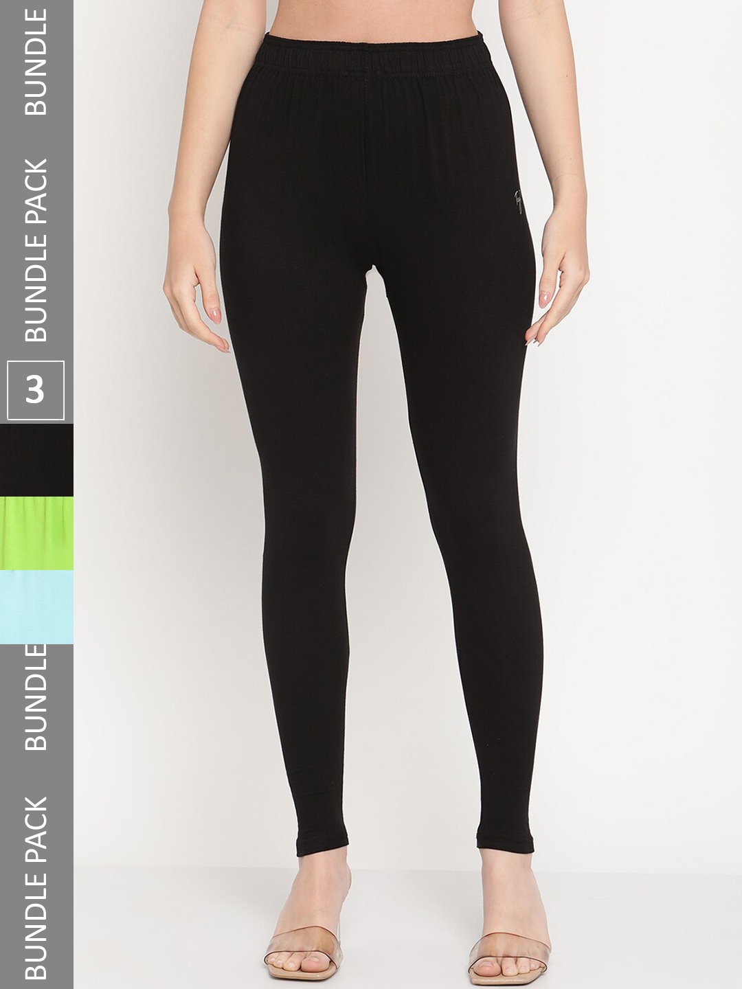 

TAG 7 Pack Of 3 Ankle Length Casual Leggings, Black