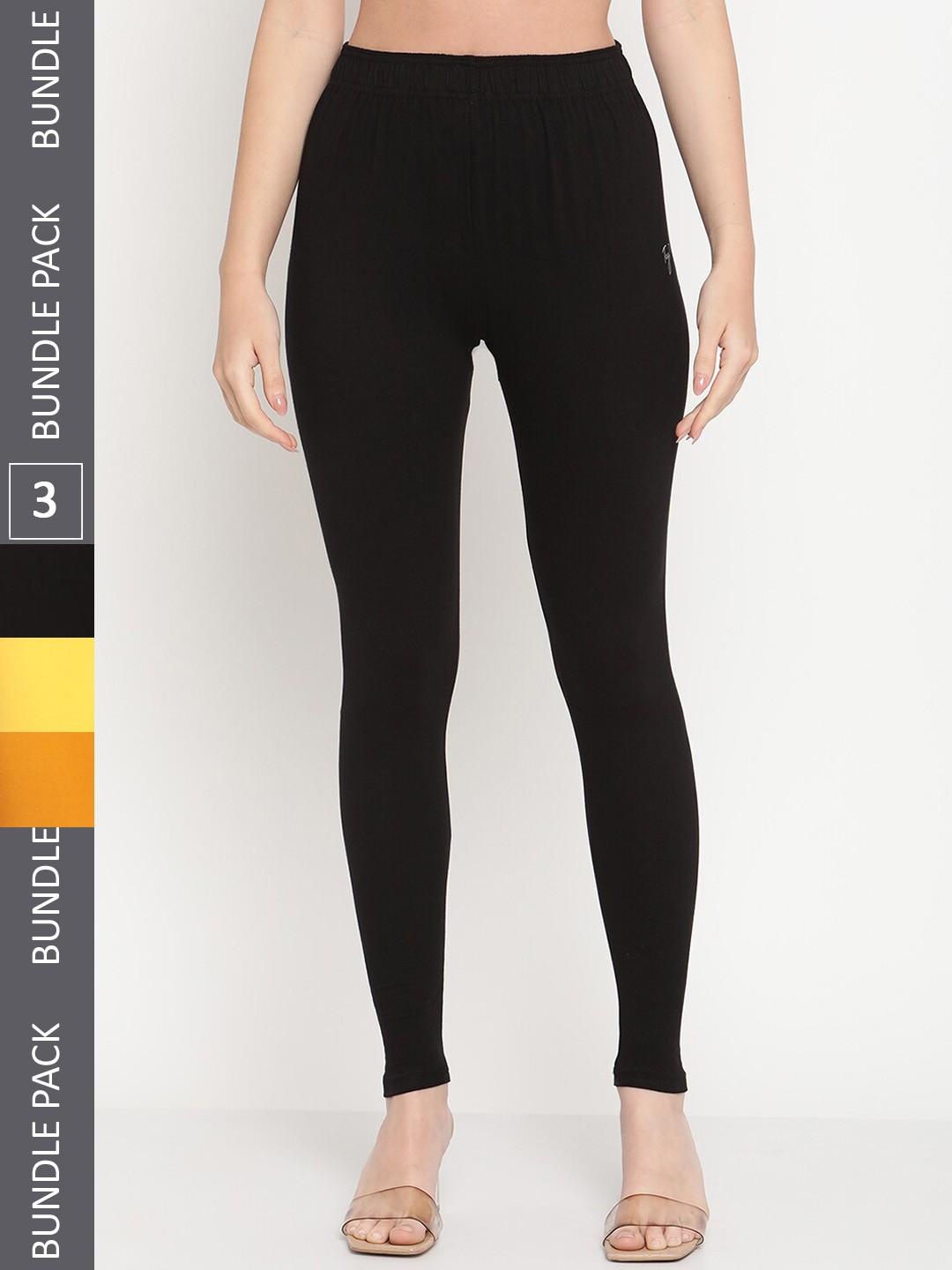 

TAG 7 Women Pack Of 3 Ankle-Length Legging, Black