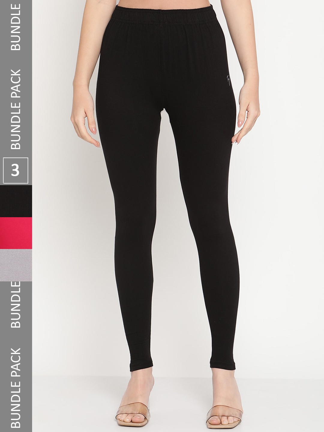 

TAG 7 Women Pack Of 3 Ankle-Length Legging, Black
