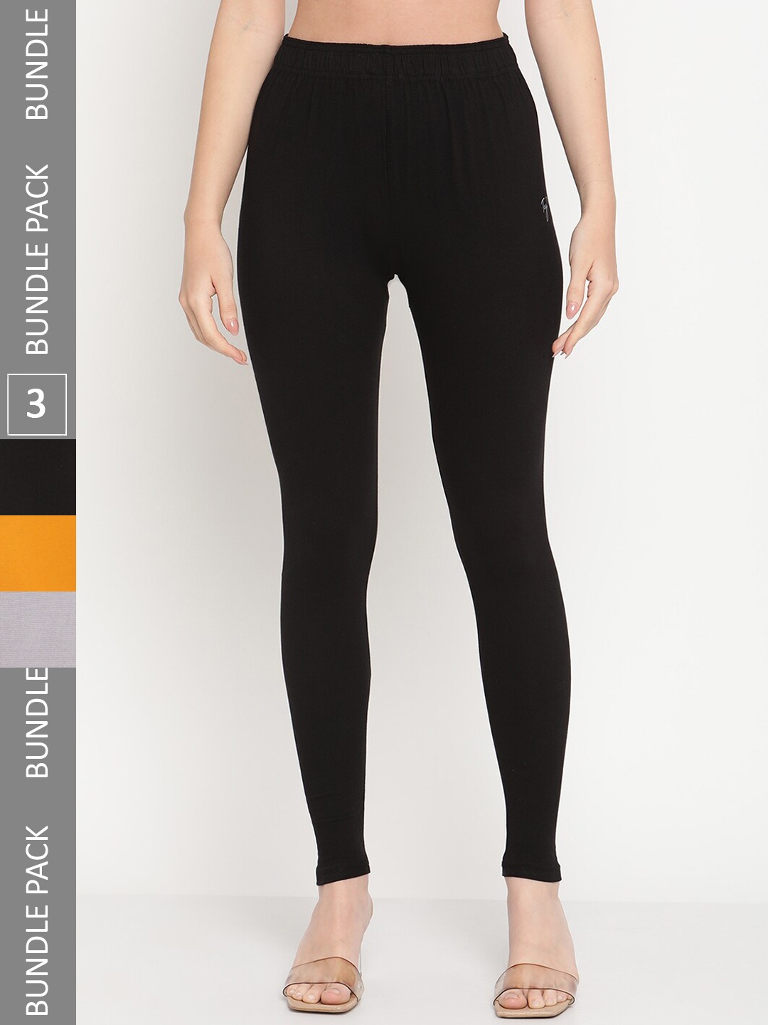 

TAG 7 Women Pack Of 3 Ankle Length Leggings, Black