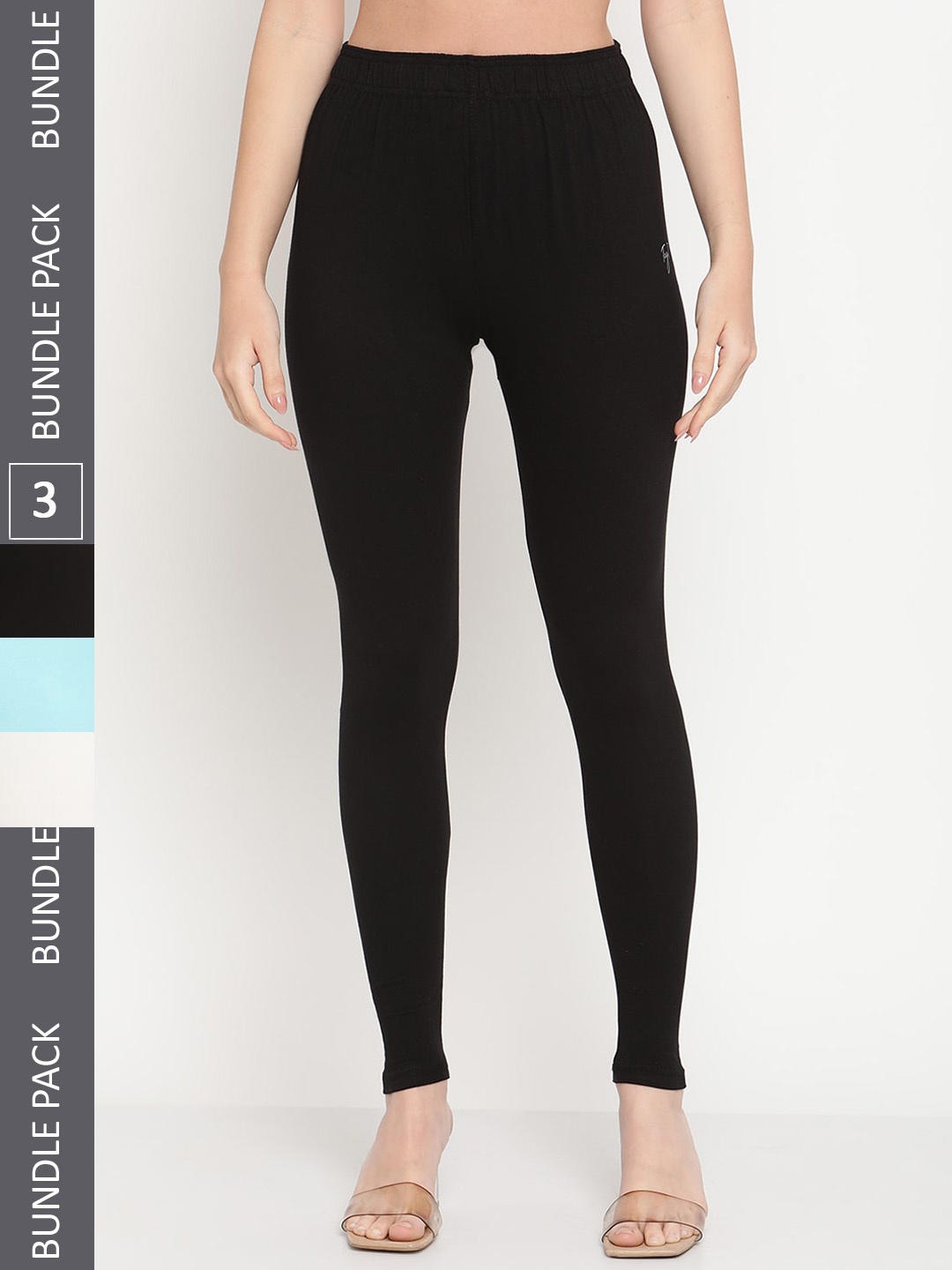 

TAG 7 Pack Of 3 Ankle Length Casual Leggings, Black