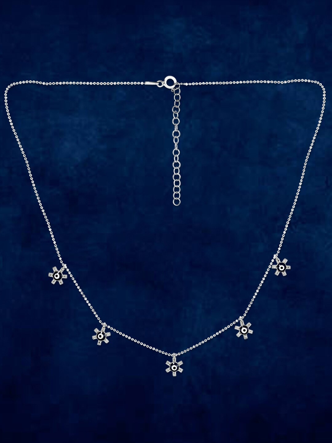 

Taraash 925 Sterling Silver Rhodium-Plated CZ Stone Studded Necklace