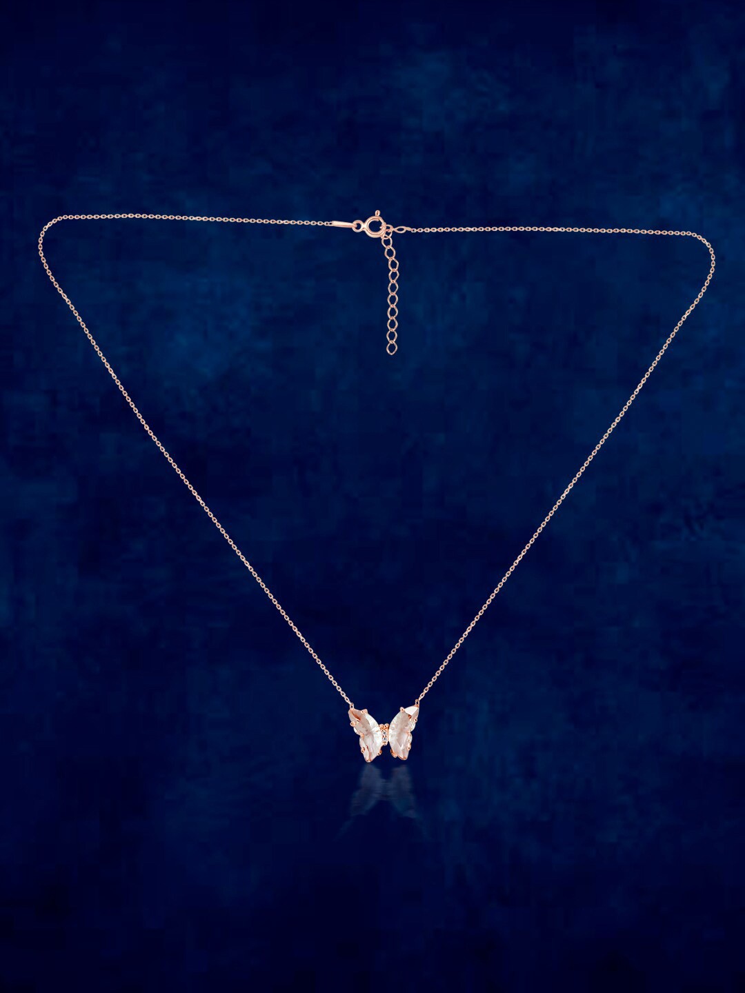 

Taraash 925 Sterling Silver Rose Gold-Plated Butterfly CZ Stone Studded Necklace