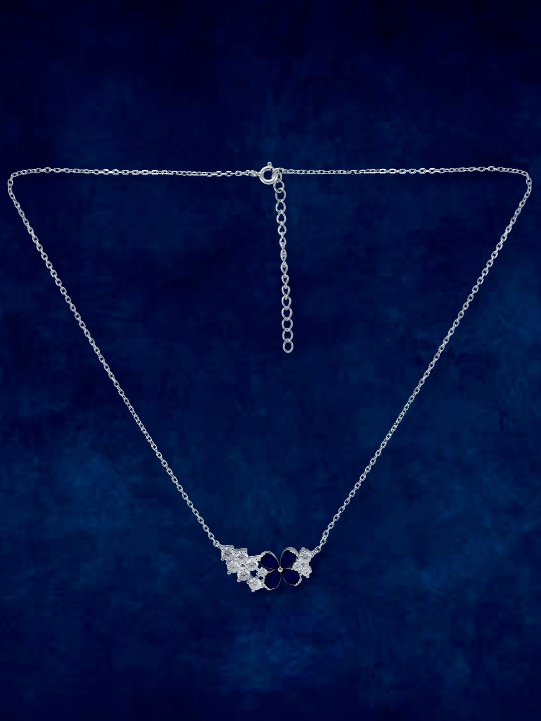 

Taraash 925 Sterling Silver Rhodium-Plated CZ Stone Studded Necklace