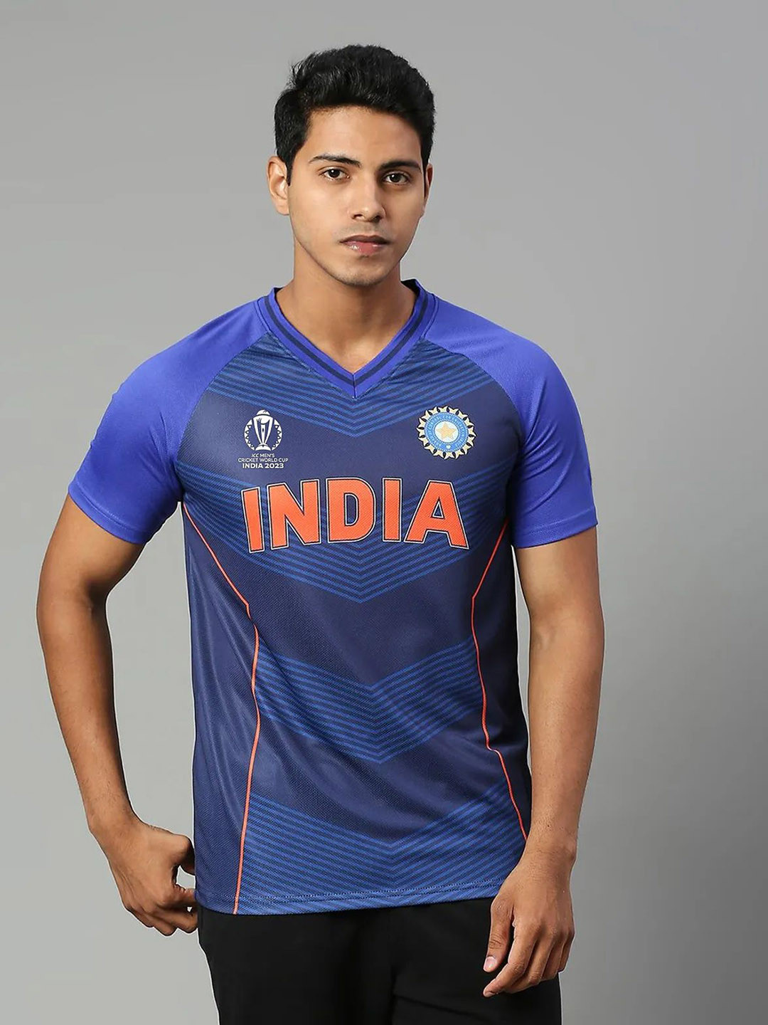 

FanCode Printed Indian Cricket Team Moisture Wicking Sports T-shirt, Navy blue