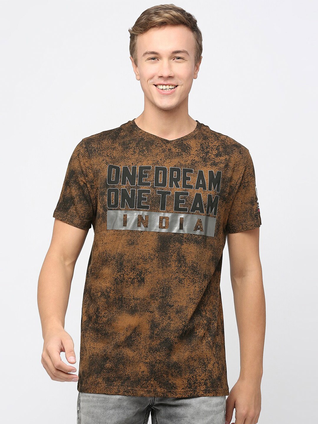 

FanCode Printed Indian Cricket Team Moisture Wicking T-shirt, Brown