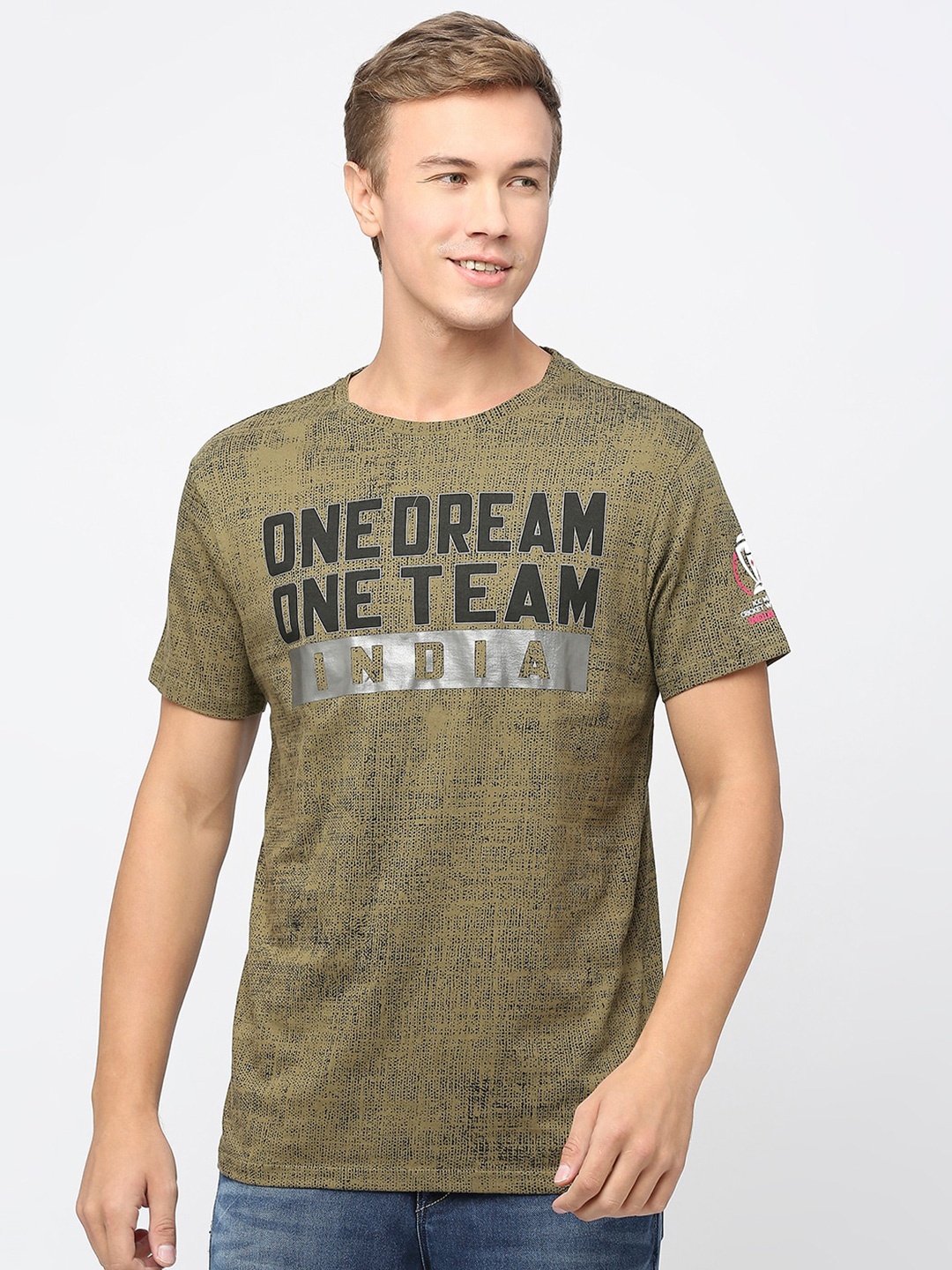 

FanCode Printed Indian Cricket Team Moisture Wicking T-shirt, Olive
