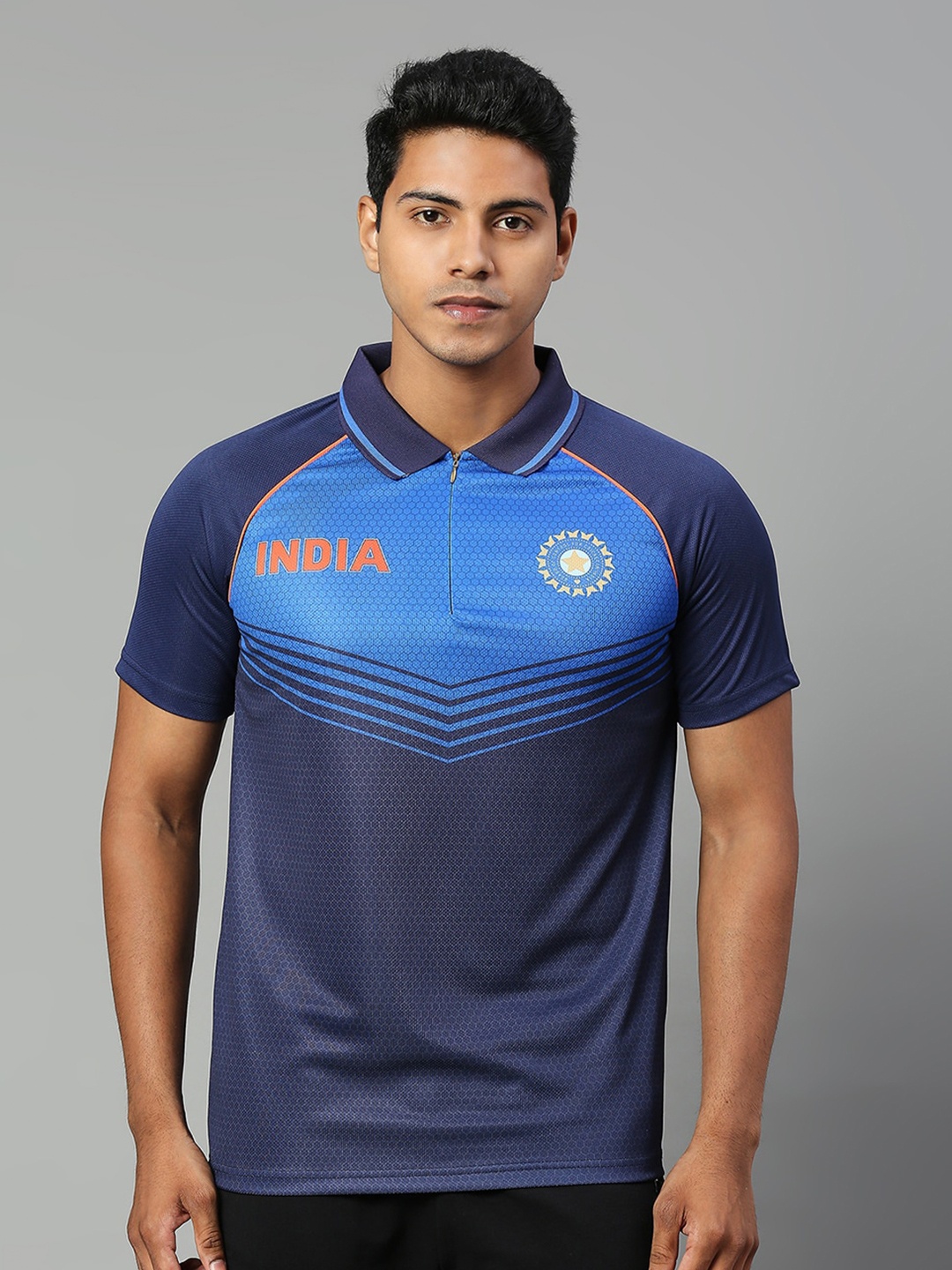 

FanCode Indian Cricket Team Moisture Wicking Polo Collar T-shirt, Blue