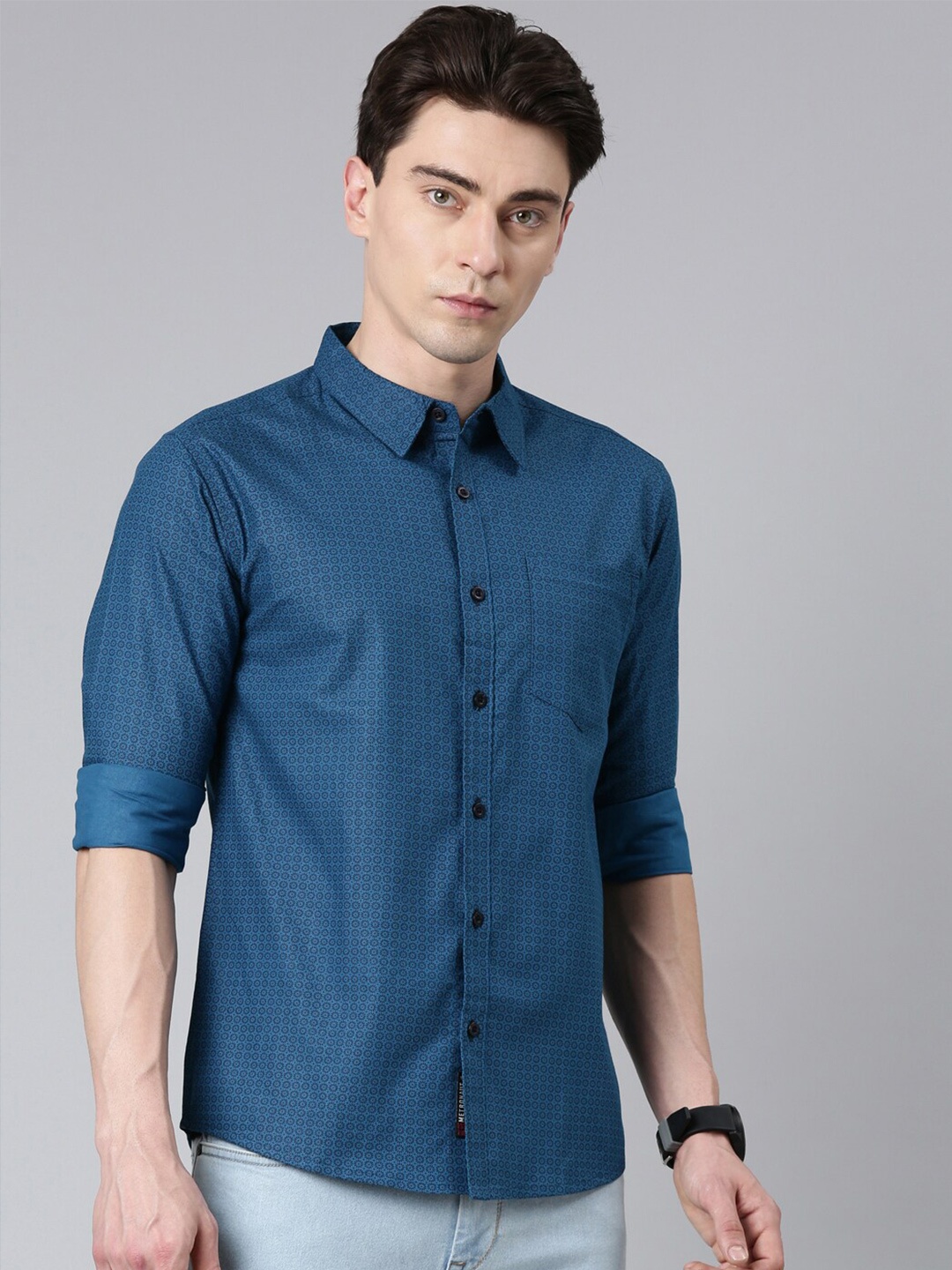 

Metronaut Slim Fit Floral Printed Casual Shirt, Blue